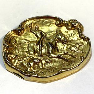 💝Vintage Hunting Scene Brooch Pin